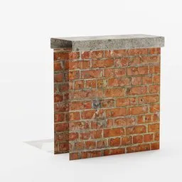 Detailed 3D brick wall module for Blender with vertex painting texture options, perfect for constructing virtual buildings.