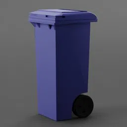Detailed 3D model of a tall blue waste container, compatible with Blender for urban environment simulations.