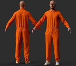 Male Prisoner Character, Orange Jumpsuit