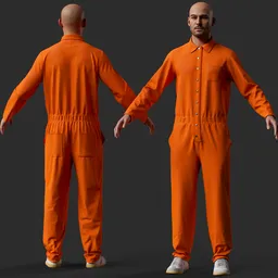 Male Prisoner Character, Orange Jumpsuit