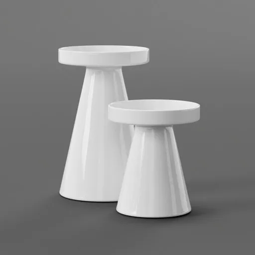 Detailed 3D model of white Marin ceramic candle holders, compatible with Blender, showcasing artisanal glazing.