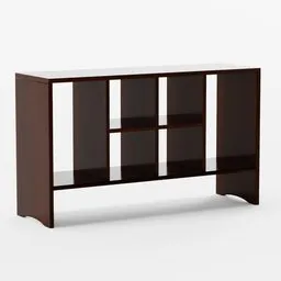 Detailed wooden 3D model of an office cabinet with shelves for file organization, Blender design asset.