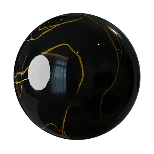 Polished Black Gold Inlay Marble