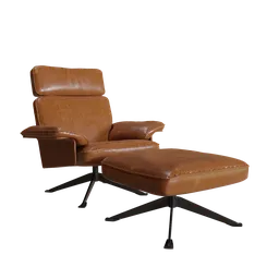 Leather Armchair with Ottoman