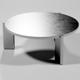 "DNV Center Table 3D Model for Blender 3D: Precision-milled from solid aluminum with three curved supports, hand-finished for seamless continuity in design."