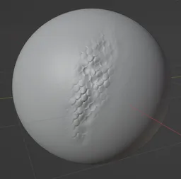 3D sculpting brush for Blender shaping reptile skin texture on model surfaces.