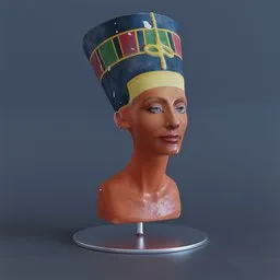 Highly detailed Blender 3D model showcasing an artistic rendition of a sculpted bust with hand-painted wear effects.