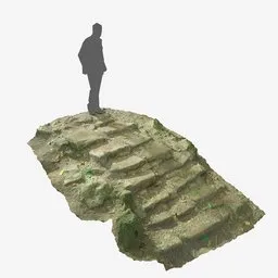 "Forest Stairs Steps PBR Module 01 - 4K Photoscan of stone steps in a forest environment. Perfect for Blender 3D projects that require realistic geomorphology and environmental elements such as terraces and forest plains. Download now for high-quality 3D modelling."