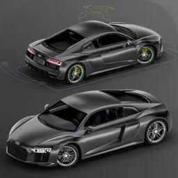 Audi R8 Rigged for Games & Animation