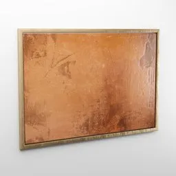 Realistic Blender 3D model of a textured abstract painting with a wooden frame.