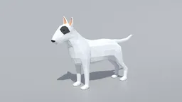 3D geometric Bull Terrier model with distinct quads, optimized for Blender rendering and CG visualizations.