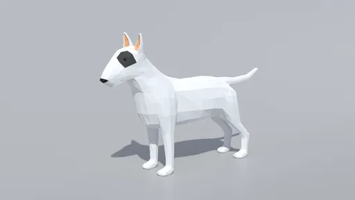 3D geometric Bull Terrier model with distinct quads, optimized for Blender rendering and CG visualizations.