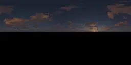 16K resolution HDR image with dusk hues and scattered clouds for scene lighting.