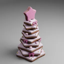 Christmas Tree Gingerbread Cookie in Pink