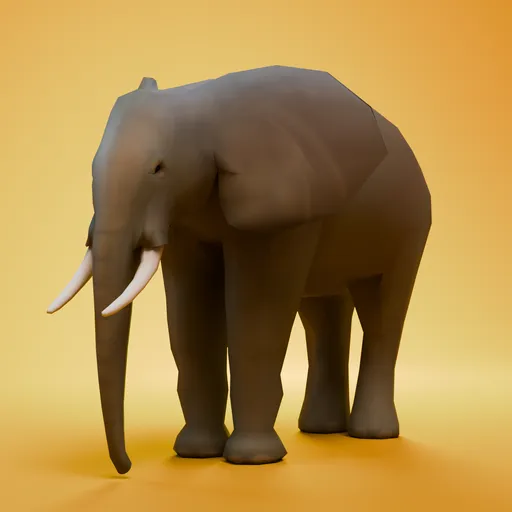 Hand-crafted Blender 3D elephant model, optimized low-poly design with hand-painted texture detail, ideal for animation and rendering.