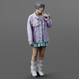 Standing Cute Kawaii Girl Colorful