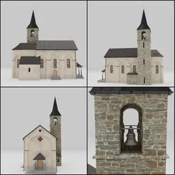 Detailed Blender 3D model of Sinte Barbe Church, showcasing exterior architecture without interior, using reference images for texture.