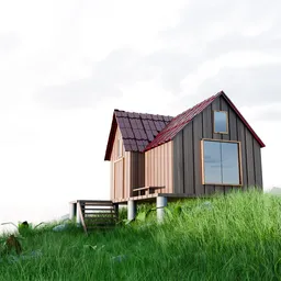 Low Poly House. Spectacular view