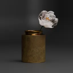 Brass Vase with White Flower