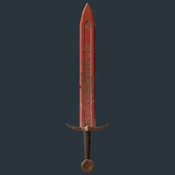 Engraved Medieval Sword red metal