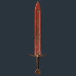 Engraved Medieval Sword red metal