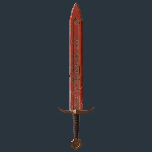 Engraved Medieval Sword red metal