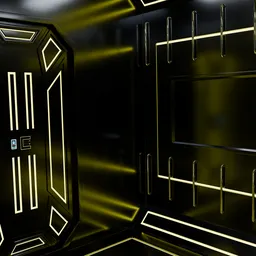 Sci Fi Room With Animated Door