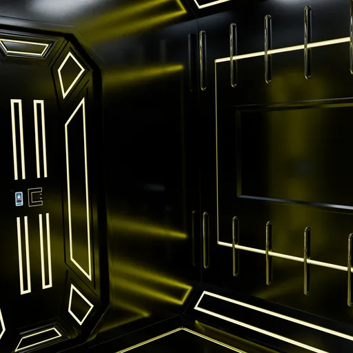 Sci Fi Room With Animated Door