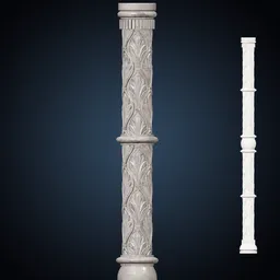 Detailed 3D column model with textures, suitable for animation and game design, optimized for Blender.
