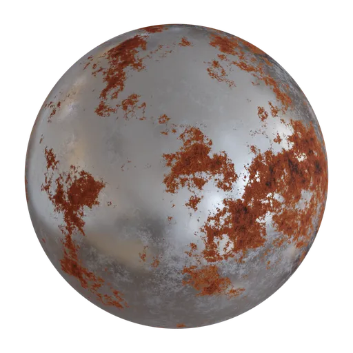 High-quality PBR rusty metal texture for 3D modeling in Blender, ideal for realistic corrosion effects.
