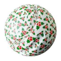 High-quality PBR Christmas wrapping paper texture for 3D applications, with adjustable scale, rotation, color, and reflection settings.