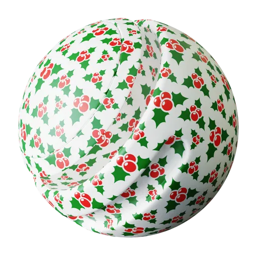 High-quality PBR Christmas wrapping paper texture for 3D applications, with adjustable scale, rotation, color, and reflection settings.