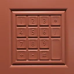 3D sculpting brush imprint of a numeric keypad for modeling detailed industrial machine interfaces.