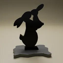 Simple Black Rabbit Silhouette Sculpture