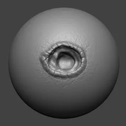 Detailed eye cavity sculpting brush effect for 3D modelling, ideal for creating intricate dragon textures in Blender.