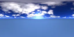 4K HDRi of a vivid midday sky with white clouds for realistic lighting in 3D rendering.