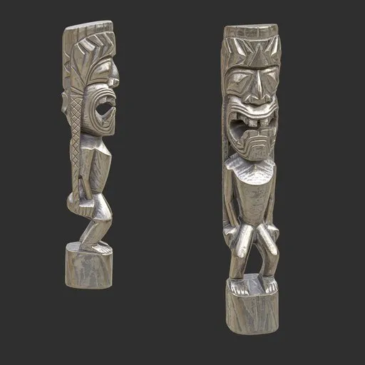 Tiki God Spiral Gaze Statue Silver