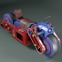 Sci-Fi inspired classic motorcycle 3D model, ideal for Blender rendering, showcasing futuristic design elements.