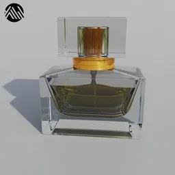 "Highly detailed Small Perfume 3D model with yellow top on white surface in Blender 3D. Unreal Engine 5 rendered 16k image with cell shaded adult animation and labels by Puru. Perfect for utility purposes, offering high quality and low depth of field effects."
