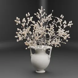 White Berry Branch Vase
