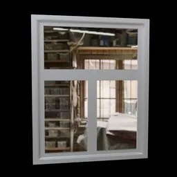 Detailed 3D model of a fixed window, realistic textures and lighting, ideal for architectural renderings in Blender.