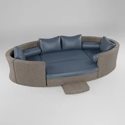 Rattan Outdoor bed with Blue Cushions