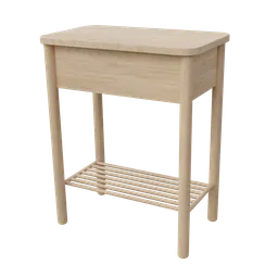 High-quality 3D wooden table with a lower shelf, optimized for virtual staging in Blender.