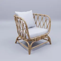 Boho Rattan Armchair lowpoly