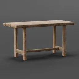 Highly detailed vintage wooden table 3D model, perfect for Blender rendering and CGI projects.