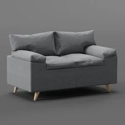 "Discover the 'Gedved 2 seats' sofa, a stunning low poly 3D model inspired by Jysk, a renowned Scandinavian company. This Blender 3D model showcases detailed body shaping, captivating pillows, and intricate leg design. Perfect for interior designers seeking stylish Scandinavian furniture options."