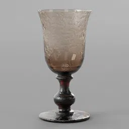 Intricately detailed Blender 3D model of a textured glass goblet with a refined stem.