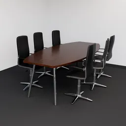 Realistic 3D model of office table and chairs set suitable for professional environments, rendered in Blender.