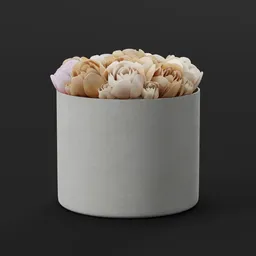 Beige Peony Round Vase