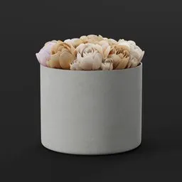Beige Peony Round Vase